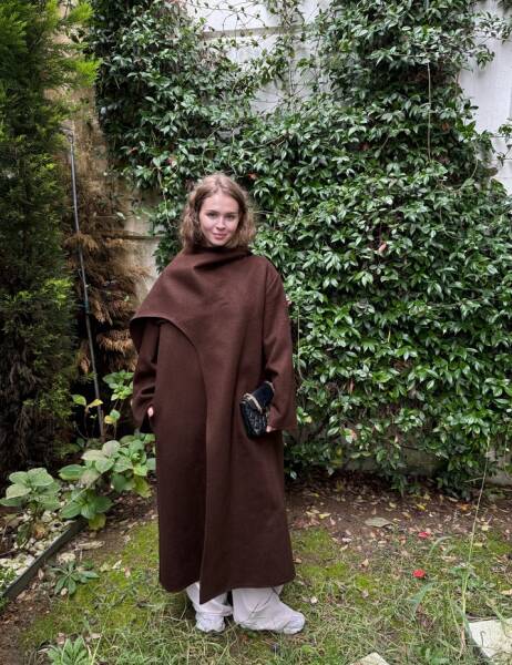 0026 Alpaka atkılı kaban Kahverengi