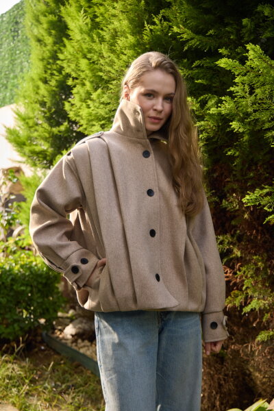 0030  Pileli Kaşe Kap vizon - 4