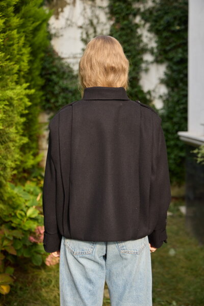 0030  Pileli Kaşe Kap siyah  - 3