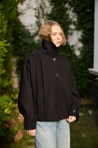 0030  Pileli Kaşe Kap siyah  - 5