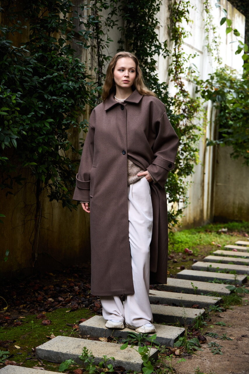 0032 Kaşe Kaban  - Koyu kahve - 2