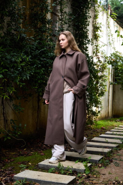 0032 Kaşe Kaban  - Koyu kahve - 3