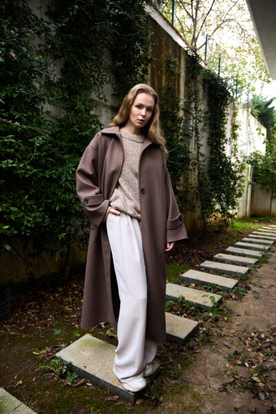 0032 Kaşe Kaban  - Koyu kahve - 8