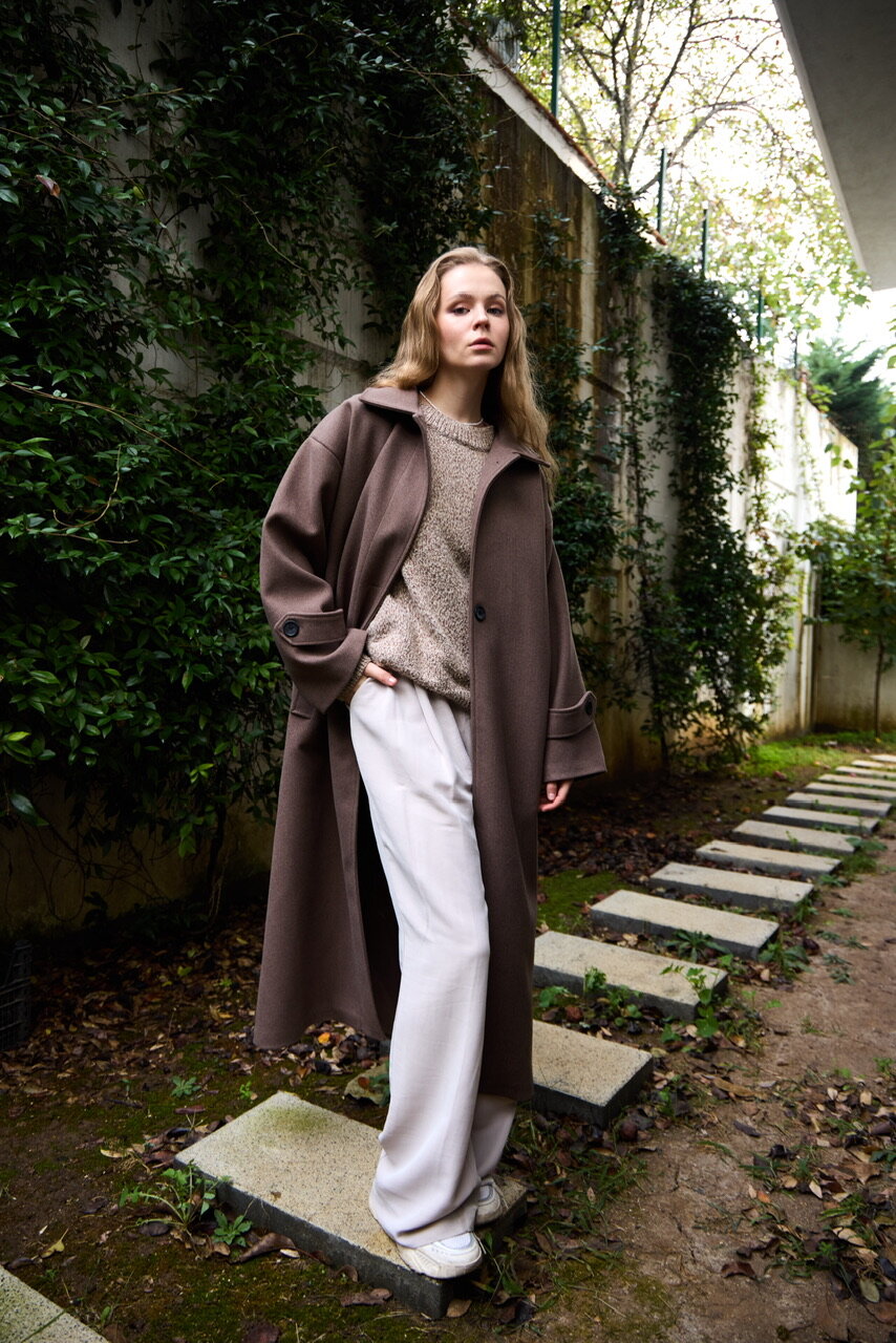 0032 Kaşe Kaban  - Koyu kahve - 9