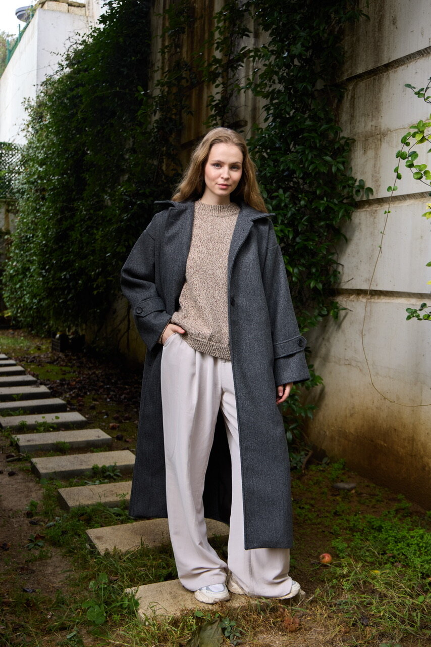 0032 Kaşe Kaban  - Gri - 1