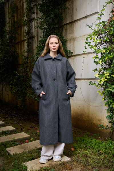 0032 Kaşe Kaban  - Gri - 2