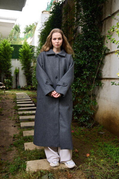 0032 Kaşe Kaban  - Gri - 4