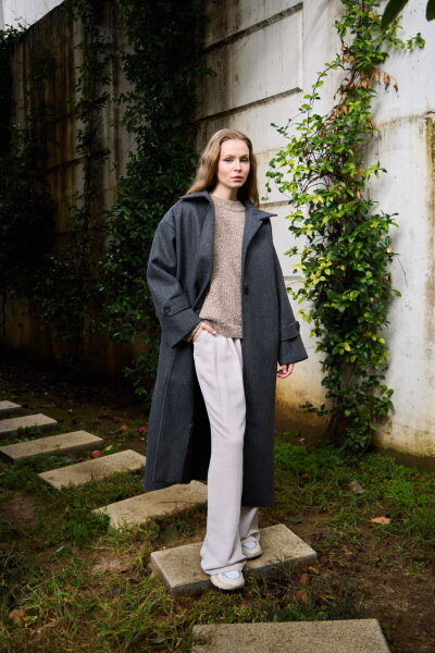 0032 Kaşe Kaban  - Gri - 5