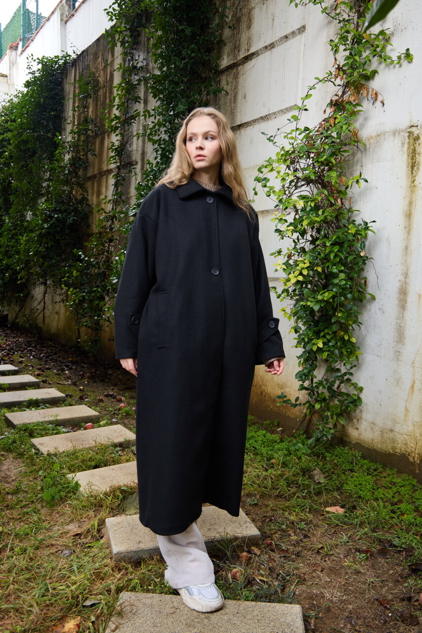 0032 Kaşe Kaban - siyah - 1