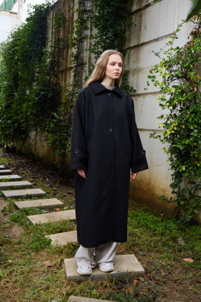 0032 Kaşe Kaban - siyah - 2