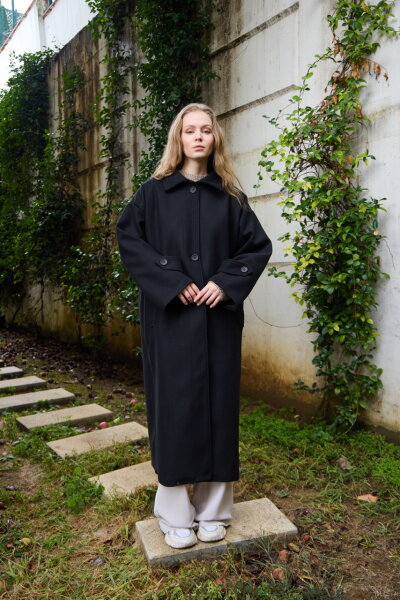 0032 Kaşe Kaban - siyah - 5