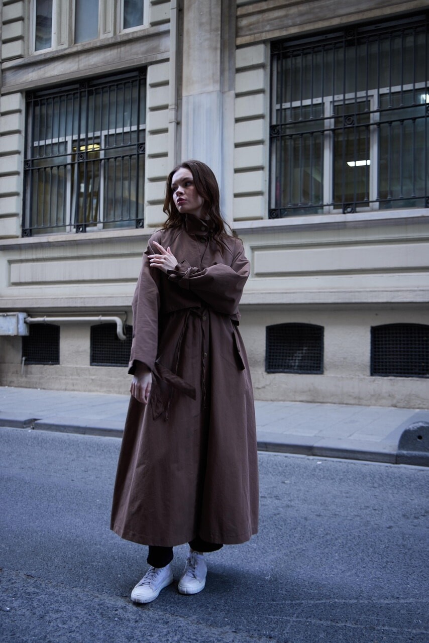 1020 Biyeli Trençkot - Kahverengi - 1