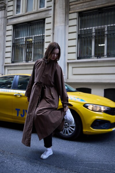 1020 Biyeli Trençkot - Kahverengi - 2