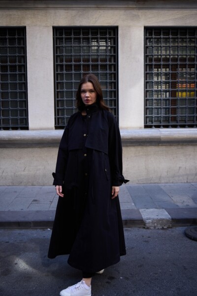 1020 Biyeli Trençkot - Siyah - 2