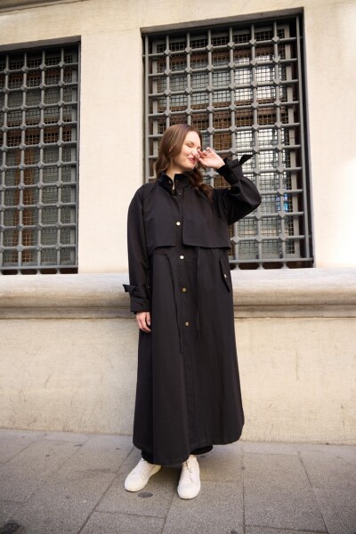 1020 Biyeli Trençkot - Siyah - 3