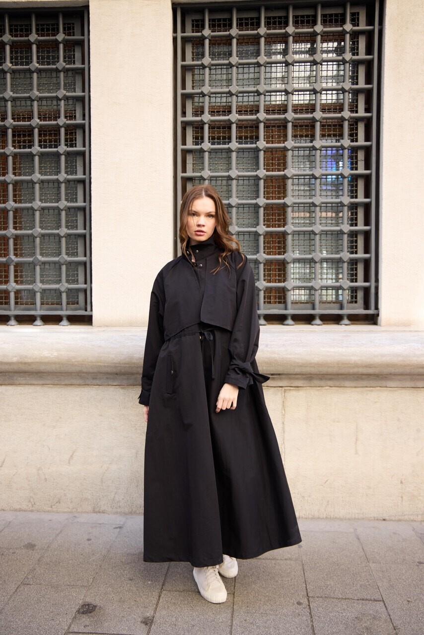 1020 Biyeli Trençkot - Siyah - 4