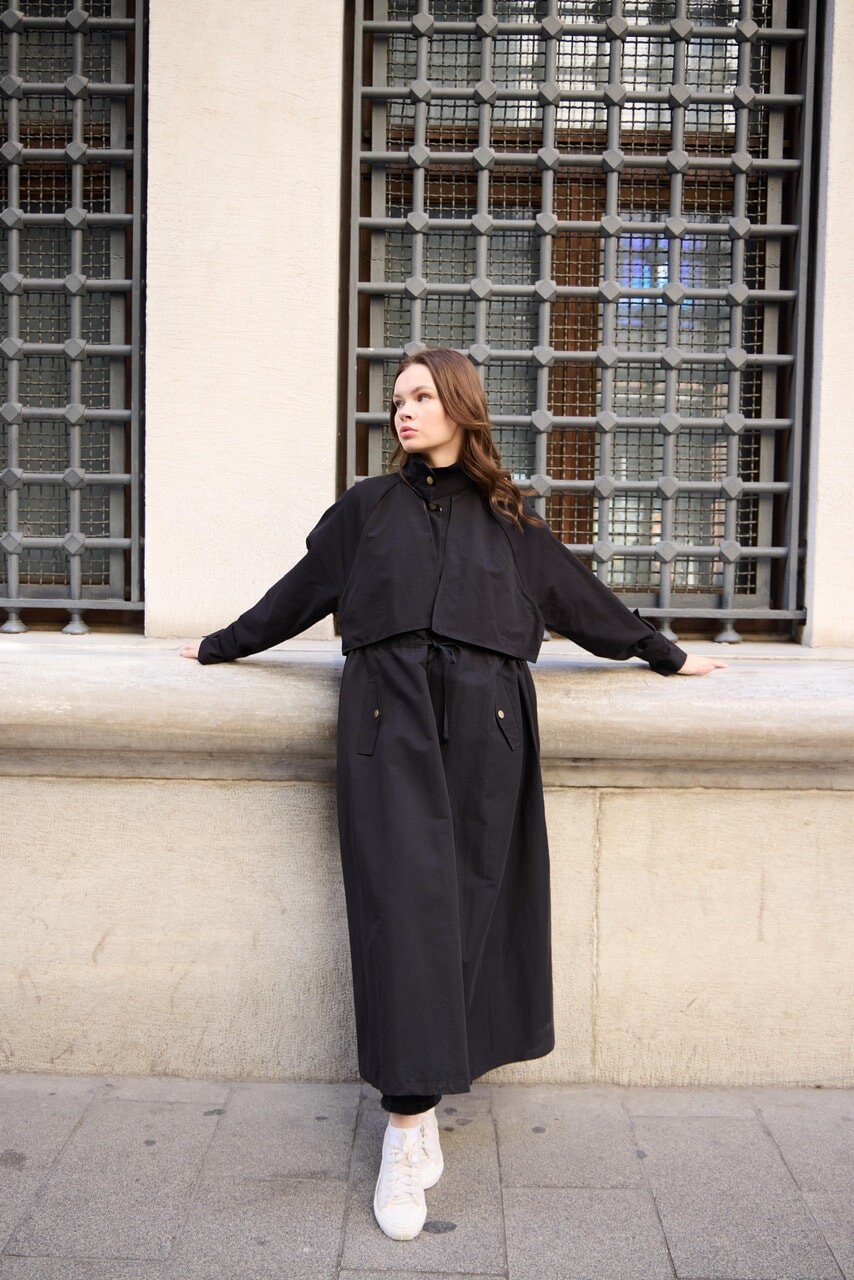 1020 Biyeli Trençkot - Siyah - 6