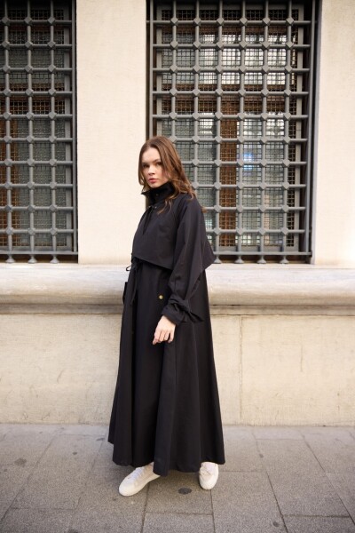 1020 Biyeli Trençkot - Siyah - 7