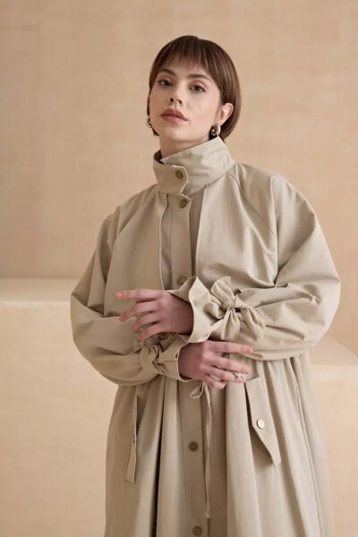 1020 Biyeli Trençkot - Taş