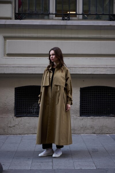 1020 - Biyeli Trençkot - Yeşil - 2