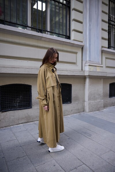 1020 - Biyeli Trençkot - Yeşil - 4