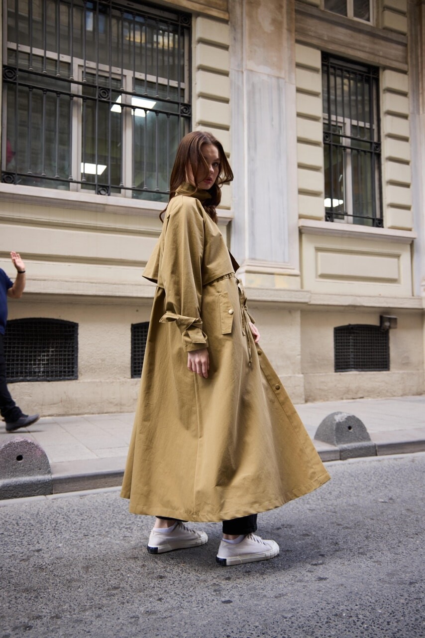 1020 - Biyeli Trençkot - Yeşil - 5