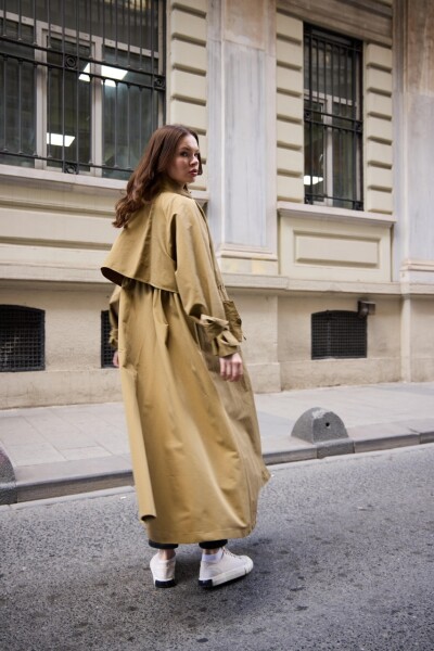 1020 - Biyeli Trençkot - Yeşil - 6