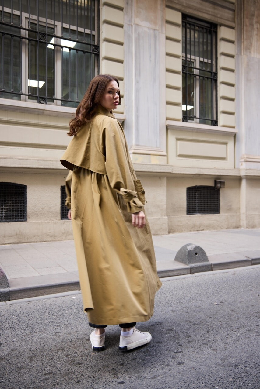 1020 - Biyeli Trençkot - Yeşil - 6