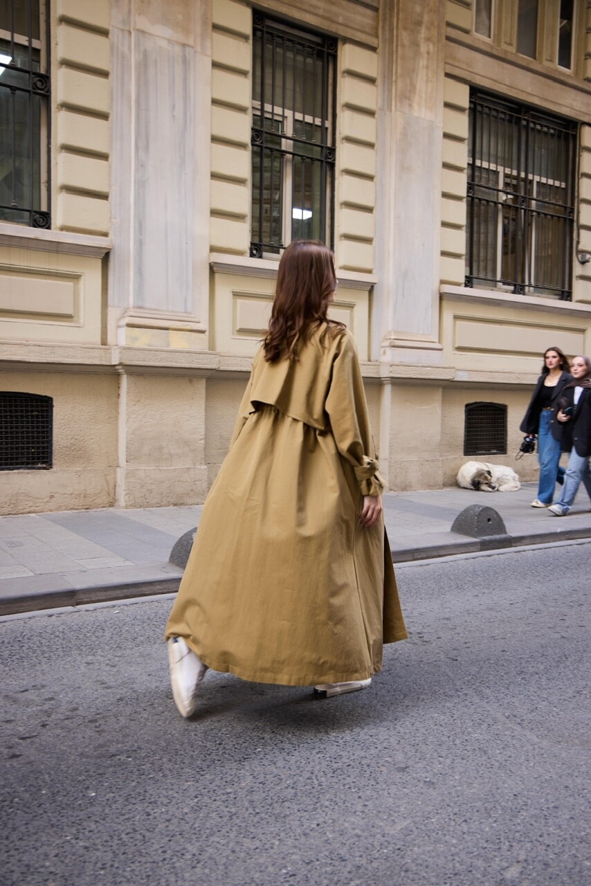 1020 - Biyeli Trençkot - Yeşil - 7