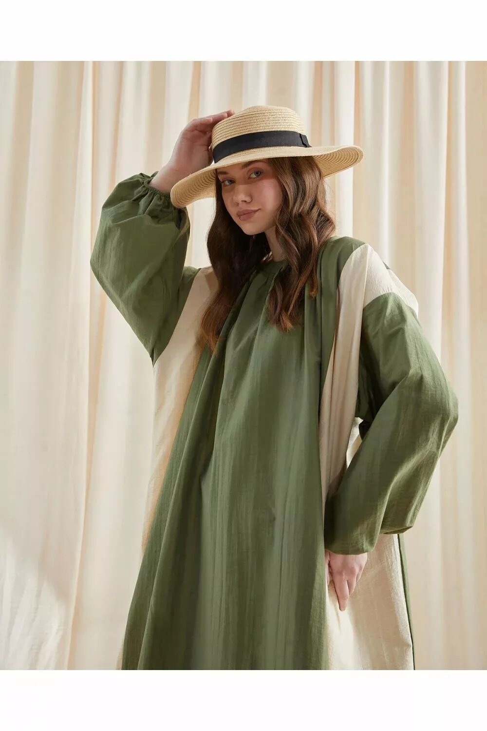 Çift Renk Elbise 36-48 Haki - 3