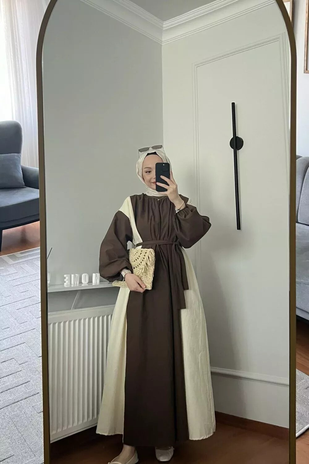 Çift Renk Elbise 36-48 Kahverengi - 1