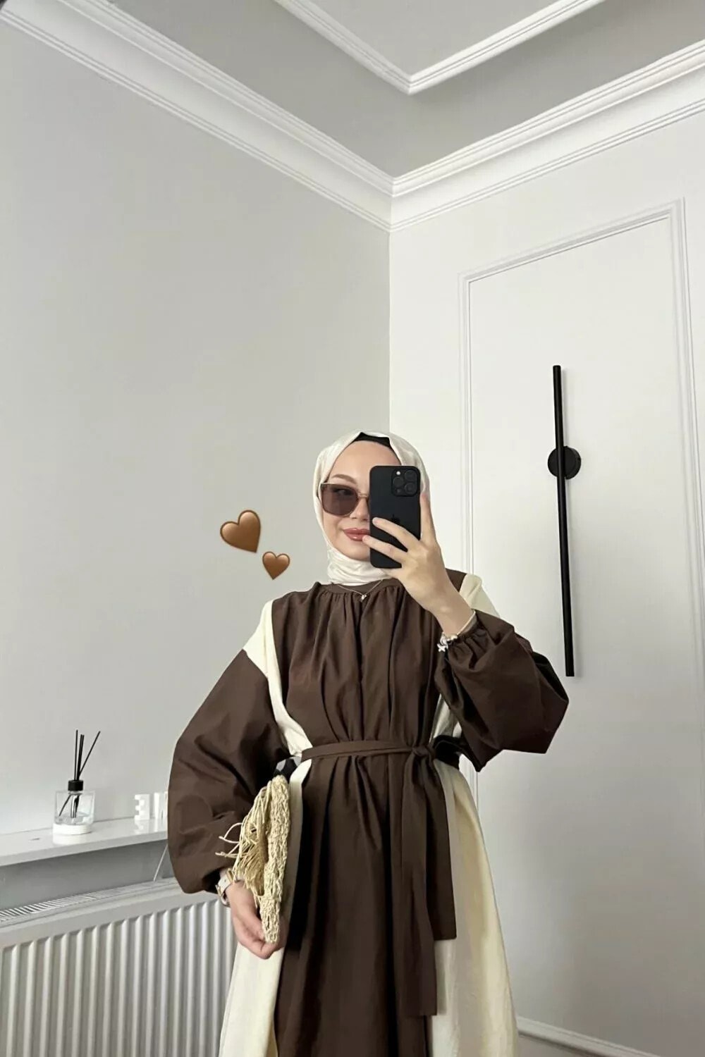 Çift Renk Elbise 36-48 Kahverengi - 4