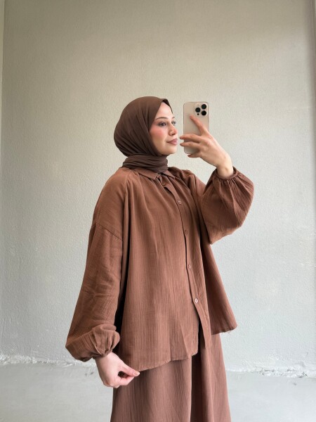 Müslin Etek Takım Kahverengi