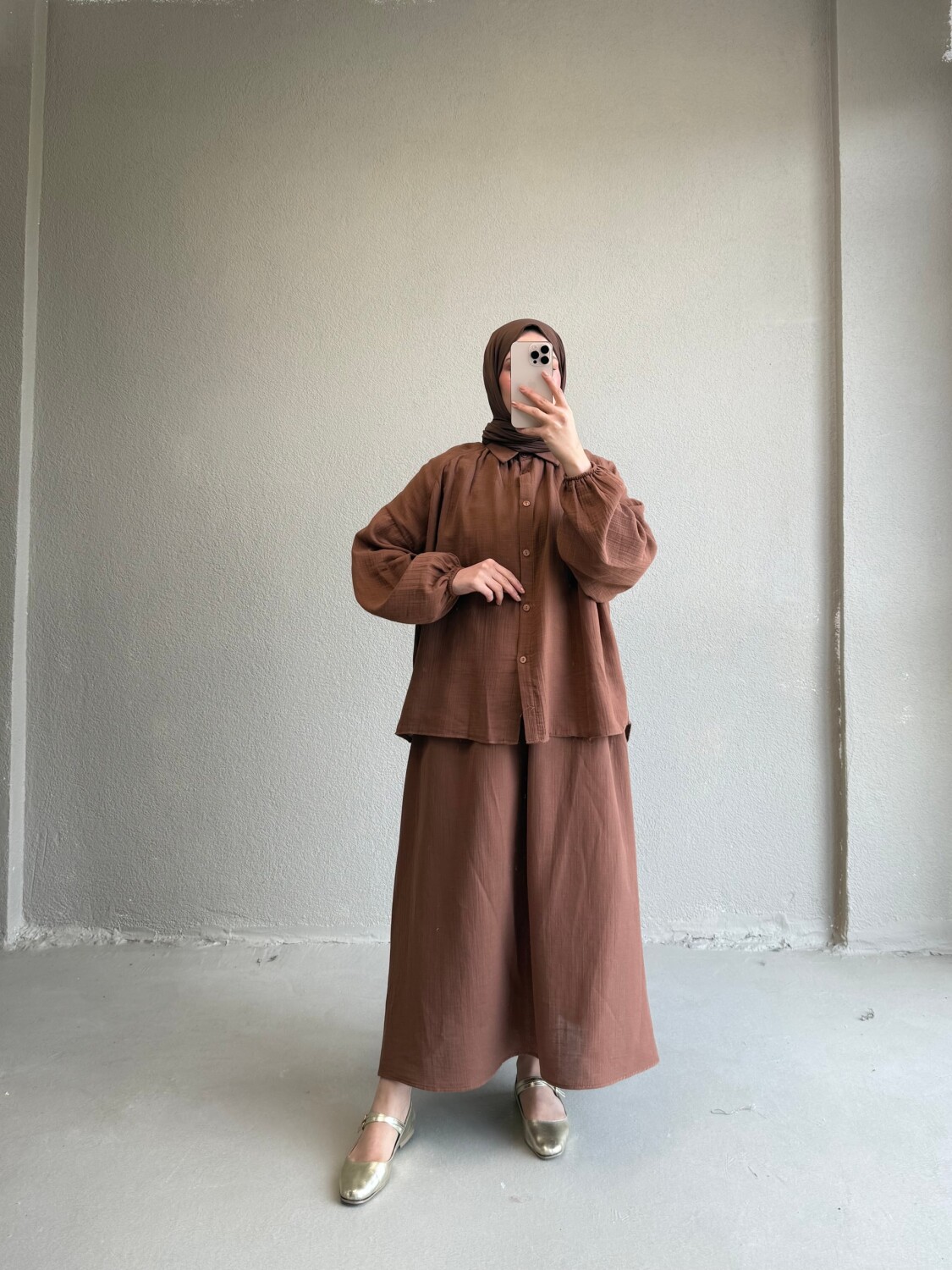 Müslin Etek Takım Kahverengi - 2