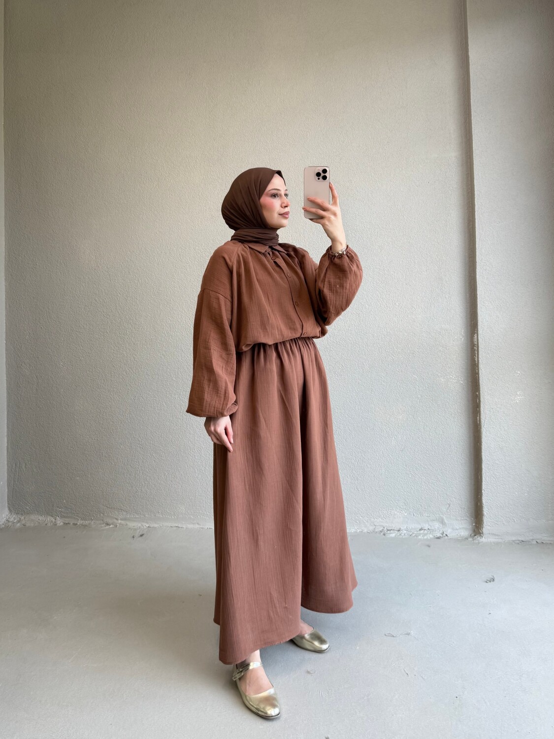 Müslin Etek Takım Kahverengi - 3