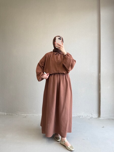 Müslin Etek Takım Kahverengi - 4