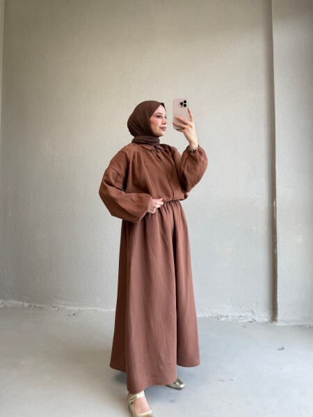 Müslin Etek Takım Kahverengi - 5