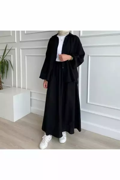 Müslin Etek Takım Siyah