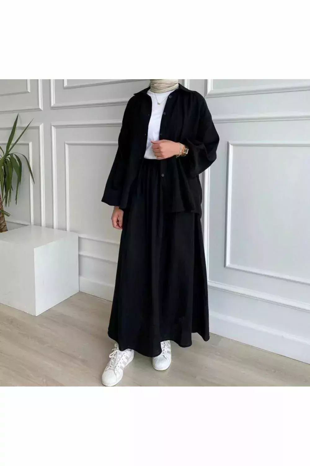 Müslin Etek Takım Siyah - 1