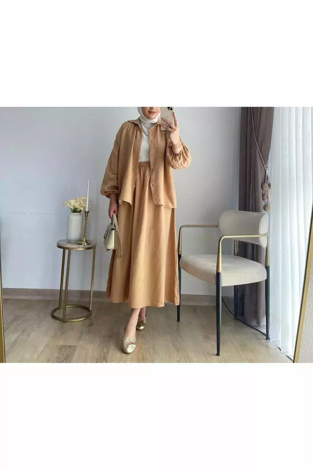 Müslin Etek Takım Vizon - 1