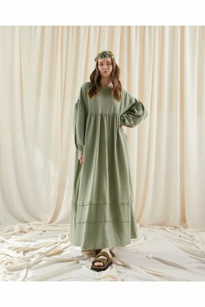 Müslin Salaş Elbise Haki - 3