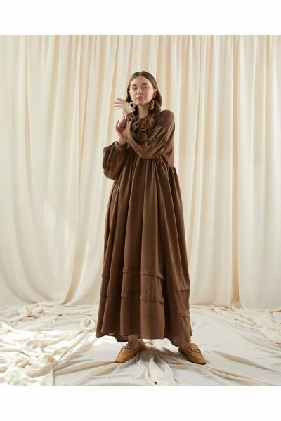 Müslin Salaş Elbise Kahverengi - 2