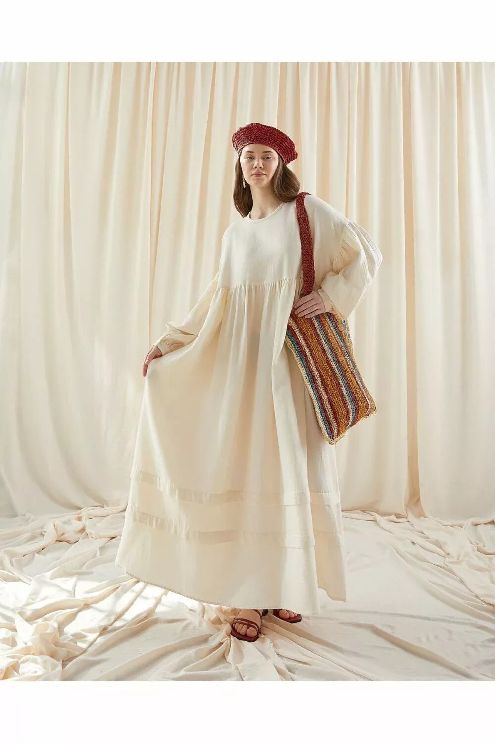 Müslin Salaş Elbise Naturel - 3