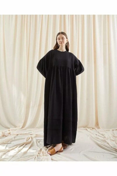 Müslin Salaş Elbise Siyah