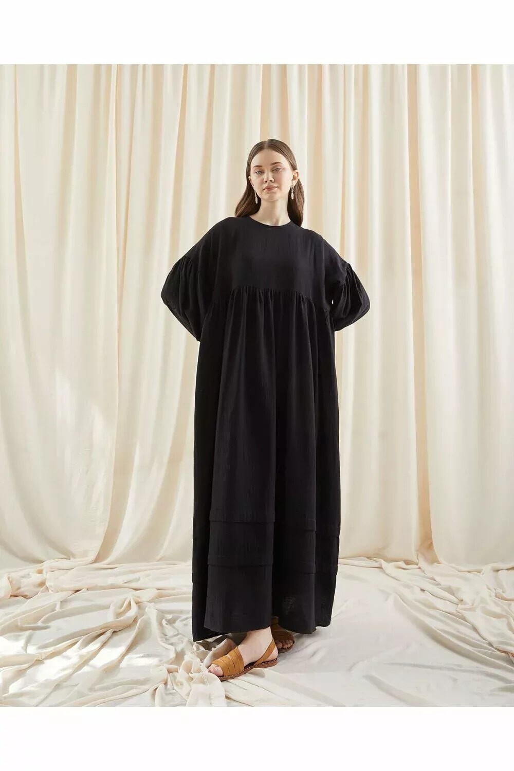 Müslin Salaş Elbise Siyah - 1