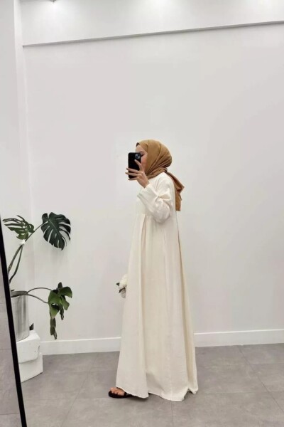 Robalı Müslin Elbise Naturel